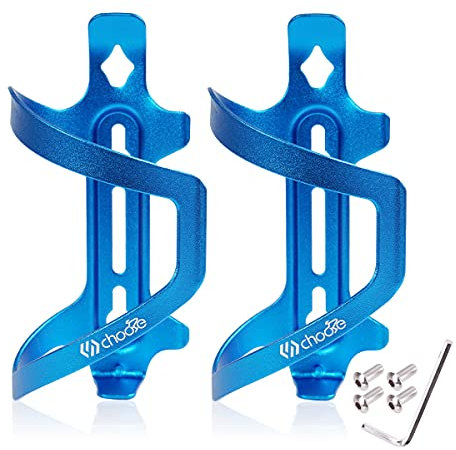 Chooee Bicycle Water Bottle Cage,Aluminum Bike Water Bottle Holder for Road Bikes Mountain Bikes 2-Pack Blue