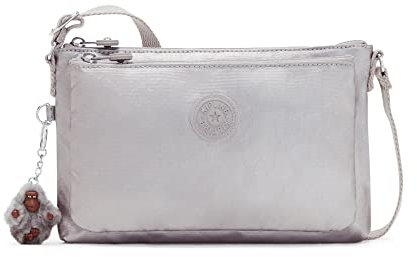 Kipling Mikaela Metallic Crossbody Bag Smooth Silver Metallic