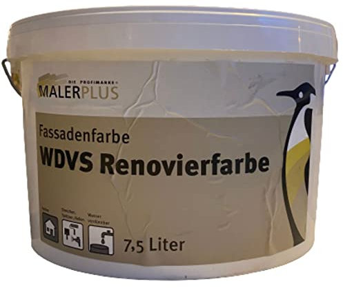 M-Plus Fassadenfarbe WDVS Wasserverdünnbar Renovierfarbe Weiß Außen 7,5 L