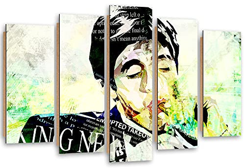 Feeby Wanddeko 5 teile 150x100 cm Al Pacino Porträt Abstraktion Scarface Bilder modern Wand Bild Kunstdruck Deko Schauspieler Popkultur Der Pate Grün