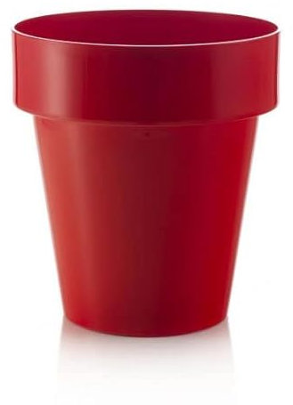 Decorspace Pot de fleurs rond en plastique coloré pour extérieur et jardin 20 cm Rouge