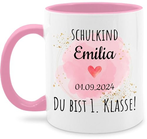 Tasse Tassen 325ml - Einschulung Schulanfang - Schulkind - Du bist erste Klasse - 325 ml - Rosa - schulanfangsgeschenke mädchen personalisierte einschulungsgeschenke schulanfänger 1.klasse mug