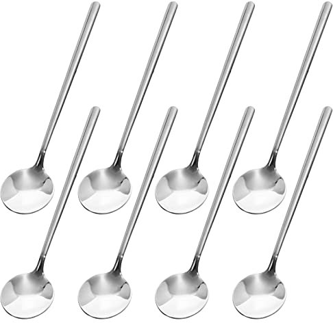 Cucchiaino da Caffè in Acciaio Inox, Piccolo Cucchiaini da Cucina Cucchiai da Dessert Cucchiaini Mescolatore per Tè, Drink, Zucchero, Condimento, 8 Pezzi (Argento)