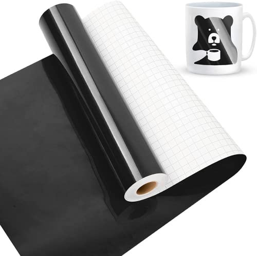 Lya Vinyl Glänzend schwarzes plotterfolie vinyl für Cricut, glänzend schwarz 30,5cm x 1525cm (50FT) permanentes klebendes Vinyl für CRI-Cut, Silhouette Cameo, Vinylrolle für Craft Cutter