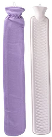 1Above_Long Hot Water Bottle, 2L Hot Water Bottle with Soft Fleece Cover, Extra Long Hot Water Bag for Neck, Waist, Back, Legs,Shoulder, Warm Gift for Women Men Kids, 76 x 13 cm (Light Purple)