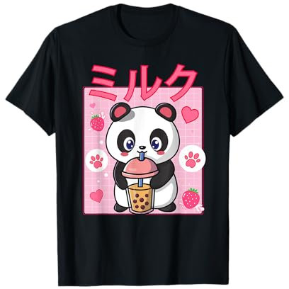 Thé à bulles Panda Boba Tea Anime Kawaii Strawberry Kids T-Shirt