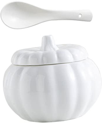 Cabilock 1ensemble Bol à Soupe Céramique De Style Citrouille avec Cuillère Contenant Alimentaire Porcelaine pour Soupe Ragoût Et Plats Vapeur