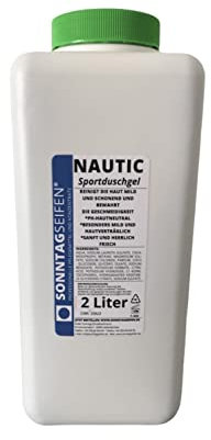 sonntagseifen Nautic Sportduschgel, Shower Gel für Männer, Schwimmer, Haut und Haar, pH-hautneutral, biologisch, 2 Liter