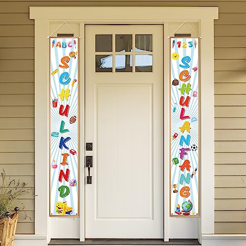 SUNYOK Schulanfang Banner Deko Alles Gute zum Schulanfang Tür Banner für Schüler Weiß Einschulung Deko Banner Schuleinführung Schulkind Banner Veranda Dekoration für Jungen Mädchen Drinnen Draußen