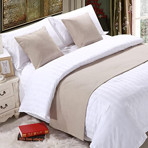 HLASMSPE Caminos de cama de color sólido, caminos de cama de lino, bufandas, decoración del hogar, ropa de cama de hotel, toalla de cama, dormitorio, protección de colcha, beige, 50 x 210 cm para cama