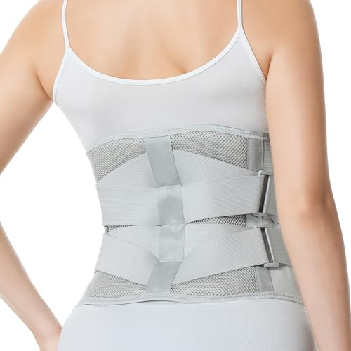 NEOtech Care Ceinture lombaire avec sangles de compression doubles et support au bas du dos EXTRA-LARGE - Tissu respirant léger pour sport, exercice (Grise, Taille M)