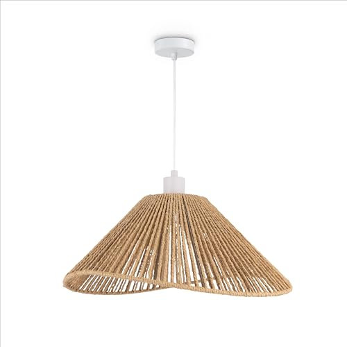 Paco Home LED Pendellampe Wohnzimmer Pendelleuchte Esszimmer Hängeleuchte Küche Lampenschirm Papier Deko Boho Style E27, Farbe:Weiß, Leuchtenart___Farbe:Typ 2