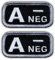 Set von zwei – Blood Type A Neg, Schwarz/Weiß – zum Aufnähen – bestickter Aufnäher/Abzeichen/Emblem