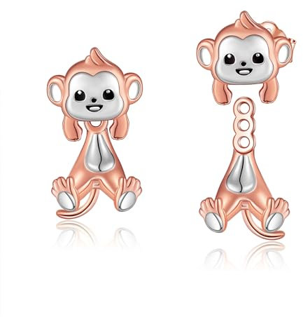 POPLYKE Affe Ohrstecker für Damen 925 Sterling Silber Affe Ohrringe für Mädchen Affe Schmuck
