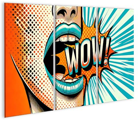 islandburner Prime Bild auf Leinwand Überraschter Mund mit 'Wow' im Comic-pop Art Stil Bilder Wandbilder Poster