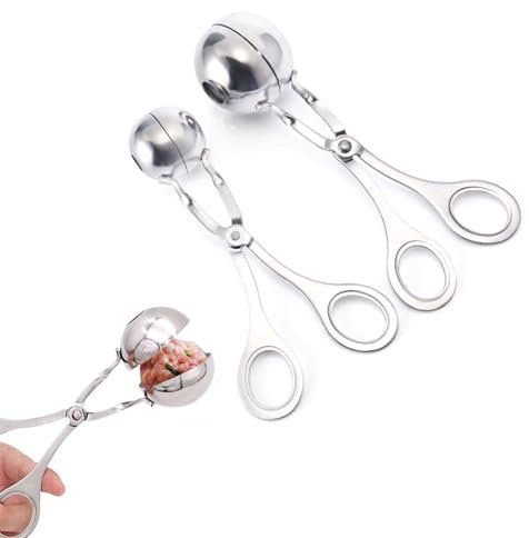 JDCMEI 2 Pezzi Palline Non adesive Meat Baller Tongs, Pinze per Polpette in Acciaio Inossidabile Pinze per Gelato Pinze Polpette Pala a Sfera per Polpette o Pasta di Biscotti Fatti in Casa