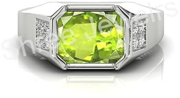 Shree Jewelrs Original zertifizierter natürlicher Peridot (Weißstein) Ring - 2,00 Karat/2,25 Ratti zertifizierter handgefertigter Fingerring Chrysolith-Ring PANCHDHATU Ring für Damen und Herren weiß