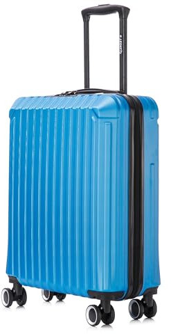 R.Leone Valigia Ryanair 55x40x20 cm Trolley Bagaglio a mano 4 Ruote Autonomo in ABS 2208 (Azzurro, S Bagaglio mano 55x40x20cm)