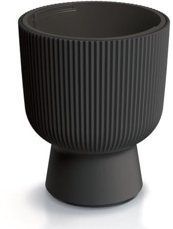 Blumentopf Blumenkübel Pflanzentopf Pflanzkübel DBMIG mit Einsatz Zylinderdesign Höhe 30,5 cm Gerillt Rippen-Design Übertopf Rillen Anthrazit ⌀ 23,9 cm