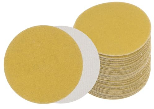 Kozelo 50pcs No Hole Sanding Discs- [ 3 Inch 180 Grit ] Round Hook and Loop Grip Sanding Pads Sheet Sandpaper for Automotive Woodworking Metal Polishing| Gold, Aluminum Oxide