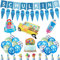 Einschulung Deko, Einschulung Junge Deko, SCHULKIND Girlande, Zuckertüten Girlande, Folienballon + Ballons + Schuleingangs-Kuchendekorationen Deko Set