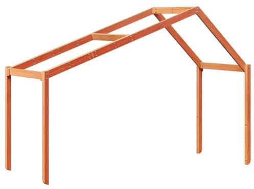 vidaXL Tetto Letto Bambini Marrone Cera 203x95,5x142 cm Massello Pino, tetto per letto, tettoia per letto bambini, baldacchino per letto bambini