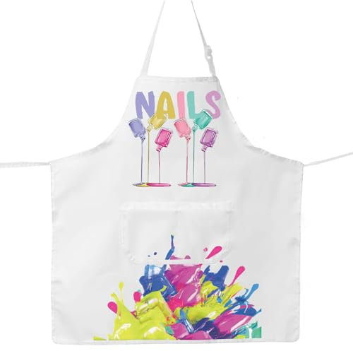 MYSOMY Nail Tech Apron With Pockets - Nail Artist Apron For Women (White)
