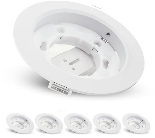 SSC-LUXon 6 Stück RX-3 Einbaurahmen Deckenspot weiß rund - Einbaustrahler flach groß Ø 108 mm Spot mit Fassung für GX53 Lampe