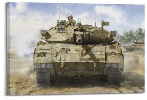 Vintage-Poster mit Panzern, Merkava Mk.2D, IDF, Hauptkampfpanzer, dekoratives Gemälde, Leinwand, Wandposter und Kunstdruck, moderne Familienschlafzimmer-Dekoration, Poster, 50 x 75 cm