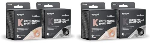 Amazon Basic Care - Kinesio-Tape, Sport-Tape für die Muskeln, 5 m x 5 cm, 2 Rollen (1 x Schwarz, 1 x Beige) (Packung mit 2)