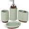 RQYIXI Badezimmer-Zubehör-Set, Zahnbürstenhalter, Seifenspender, Keramik-Badezimmer-Set mit Zahnputzbecher, Seifenschale, Becher, 4-teilig