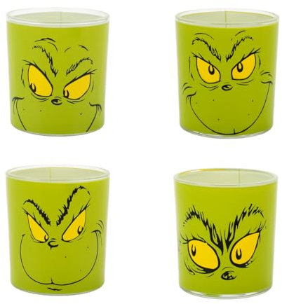 The Grinch Facial Expression Glas-Set, 284 ml, Grün, 4 Stück