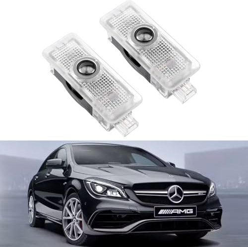 AutoQi Für Mercedes CLA C117 X117 CLS C218 X218 Coupe C205 C207 Cabrio A205 A207 LED AMG Projektor Einstiegsbeleuchtung Laser Logo Türlicht, 2 STK