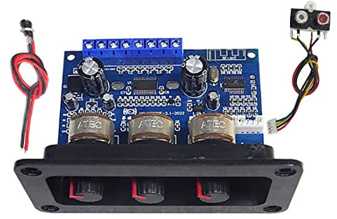 Zyeatary Placa amplificadora de Audio Bluetooth 5.0 2.1 Canales 2X25W + 50W Subwoofer Clase D Kit de Placa amplificadora con CC Hembra + Cable AUX
