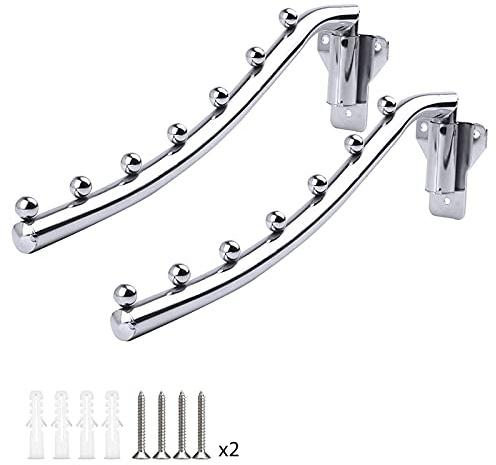 Perchas Para Colgar de Pared, Percha Plegable Montar Pared, 2 Piezas Perchero Ganchos para Ropa Plegables en Metal con 180 ° Brazo Basculante Perchas Retráctiles para Baños, Lavandería, Dormitorios
