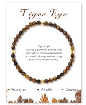 GoPaw Edelstein Armband Damen, 4mm Naturstein Armband Perlenarmband Damen Turmalin Armbands Karneol Armbands für Mama Tochter Oma Enkelin Schwester (Tigerauge)