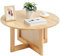 VEVOR Round Rattan Woven Wood Coffee Table with Rubber Wood Top, 33 in Modern Boho Circular Storage Coffee Table with Natural Wood Legs, for Living Room, Bedroom & Small Spaces
