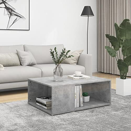 OHOOWOO Couchtisch Betongrau 90x67x33 cm Holzwerkstoff,Moderner Couchtisch mit Ablagen in Betonoptik e Ordnungshilfe für Dein Wohnzimmer Couchtische, Kaffeetische