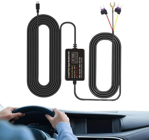 Autokamera-Festverdrahtungssatz,Auto-Festverdrahtungssatz - Auto-Armaturenbrett-Kamera-Ladekabel,24-Stunden-Überwachungs-GPS-Ortungskabel für Zeitraffer-Aufnahmerekorder