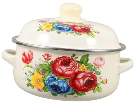 FELTECHELECTR Enamelware Pot Stock Pot Lid Enamel Saucepan Lid Induction Cooker Safe Multifunctional