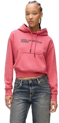 Karl Lagerfeld Jeans Femme Regular Logo Hoodie Rose Ardoise L