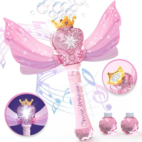 Gamez Jam Princess Bubble Wand Machine Magical Fairy Bubbles For Kids With Lights, Music And Leakproof Design A Sparkling Indoor or Outdoor Toy For Kids Who Love Imaginative Play