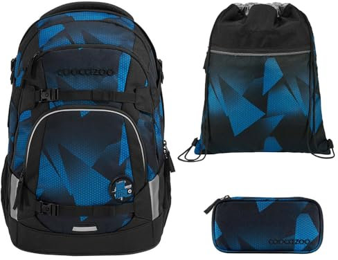 coocazoo MATE Schulranzen-Set 3tlg für Mädchen und Jungen ab der 4. Klasse mit Rucksack. Schlamperetui und Sportbeutel (Electric Ice)