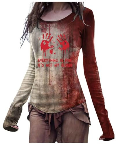 Générique Probleme Resolu T Shirt Deguisement Halloween Femme Enceinte Problem Résolu Tee Shirts Probleme Resolu Tee Shirts Vêtements Horreur Costume Horreur Tops T Shirt Halloween Femme (M)
