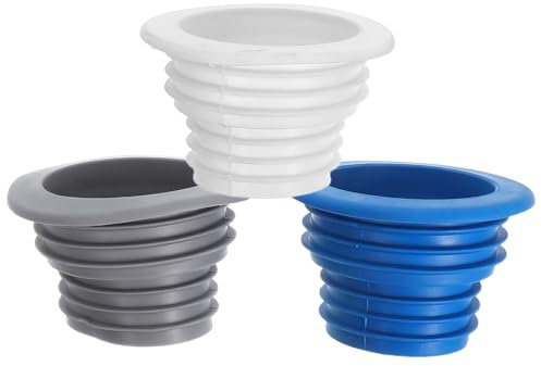 HOMSFOU Lot de 3 joints d'étanchéité en silicone pour baignoire, douche, évacuation des odeurs, installation facile, prévention des fuites, compatible avec les tuyaux standard