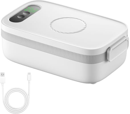 MiOYOOW Lunch Box Elettrico Riscaldato, 1000 ml Ricaricabile USB Portapranzo Portatile, Scaldavivande in Acciaio Inossidabile Rimovibile, per Ufficio, Lavoro, Picnic All'aperto