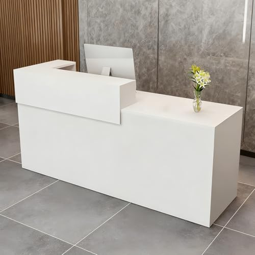 CCUKTFN Empfangstheke mit Schublade und offenen Regalen, moderner Empfangstresen 100–240 cm, Rezeptionstheke für Büro, Salon, Lobby und Einzelhandelsgeschäft