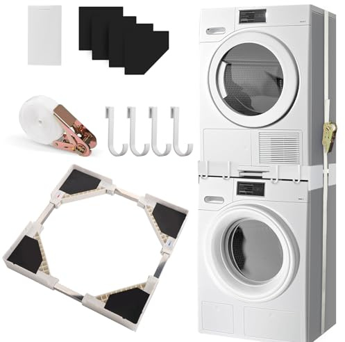 Universal Verbindungsrahmen Set für Waschmaschine und Trockner,Universal Zwischenbaurahmen Set,45-68cmEinstellbare Verstellbarer Verbindungsrahmen Kit für200kg,Platzsparende Untergestell Stapelbausatz