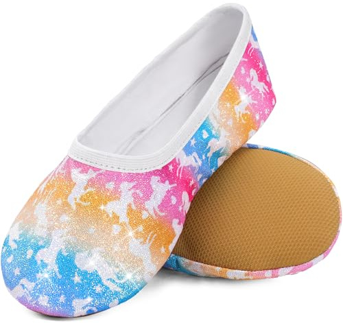 Growmax Turnschläppchen Mädchen Glitzer Gymnastikschuhe Mädchen Baumwollfutter Schläppchen Kinder Oxford-Sohle Turnschlappen