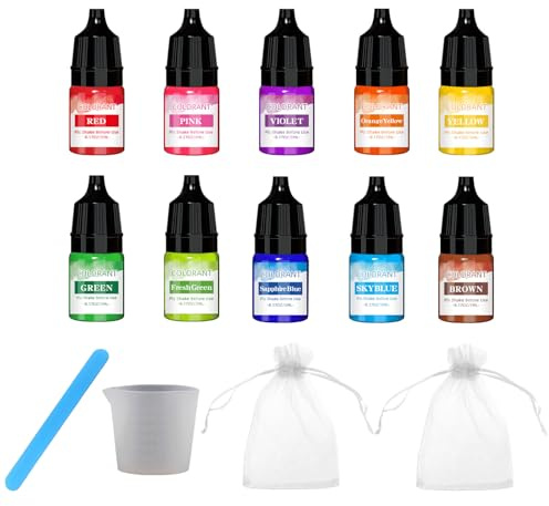LEMONSTONE 10 Farben Seifenfarbe Set, 10x5 ml Flüssig Seifenfarben Färbende zur Seifenherstellung, Seifen Selber Machen Farbe Set für DIY Seifenherstellung, Kerzen, Badebomben, Schleim, Raumdüfte
